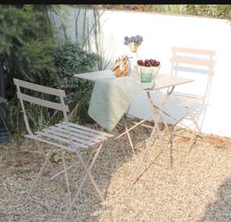 3Pcs Patio Bistro Set, Folding Outdoor Patio Furniture Sets, (taupe)