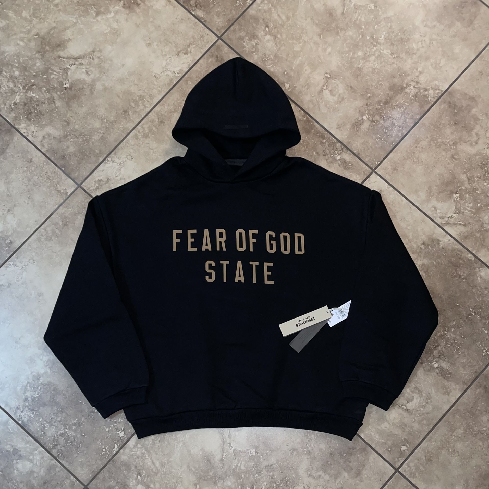 Fear of God Essentials State Fleece Hoodie Black (With Pockets)