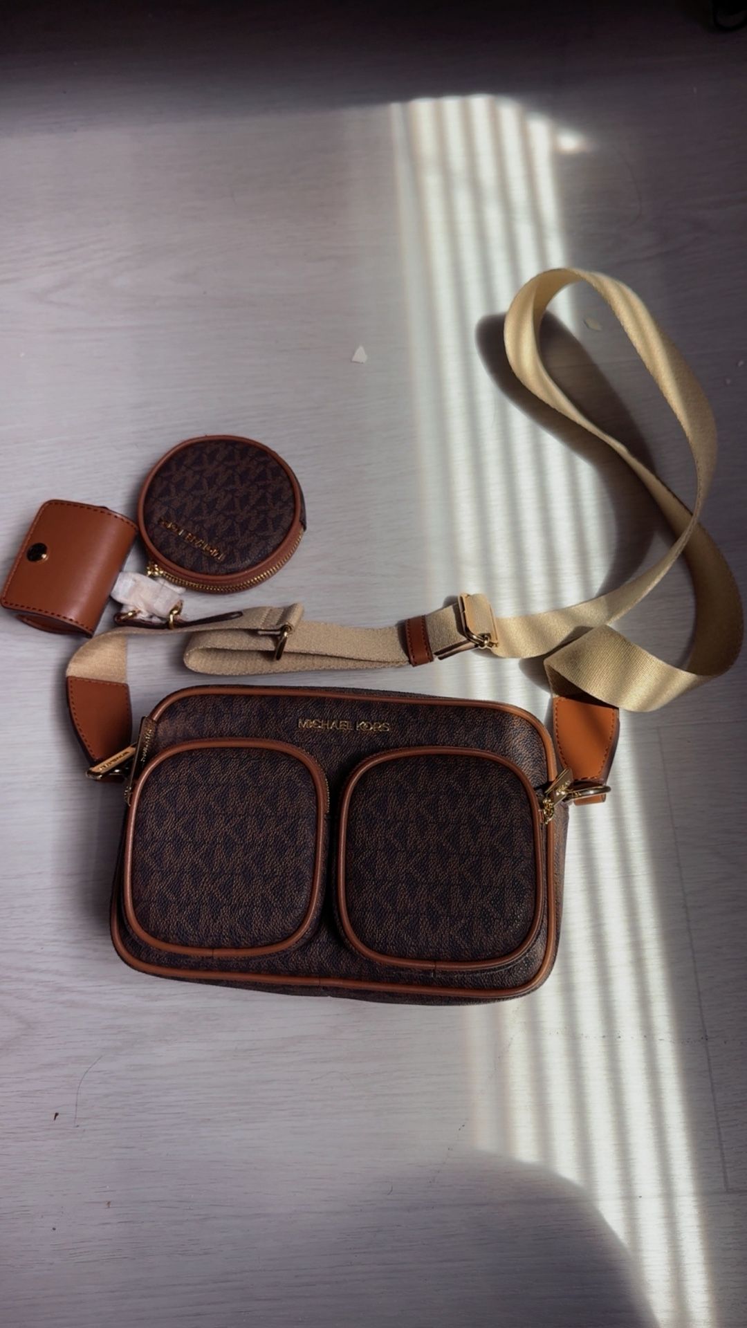 Michael Kors Crossbody Purse with Coin Pouch – Brown Monogram