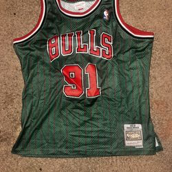 Dennis Rodman Bulls Green/Red Jersey – Iconic 90s Authentic