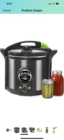 Presto 02144 12-Quart Digital Pressure Canner - Digital Display, Waterbath Capable, 10-Built-In Safety Features, Recipe Book, Black Stainless Steel