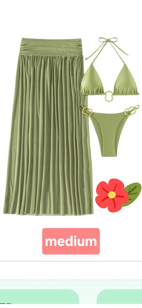 🩱 Medium 3 Piece cover Up Bikini With Skirt
