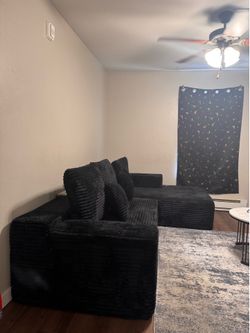 Black living room sofa