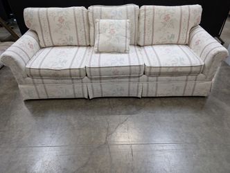 Traditional Floral Upholstered Sofa with Rolled Arms