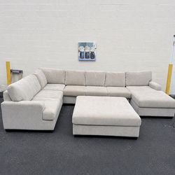Cream Colored XL U-Shape Sectional