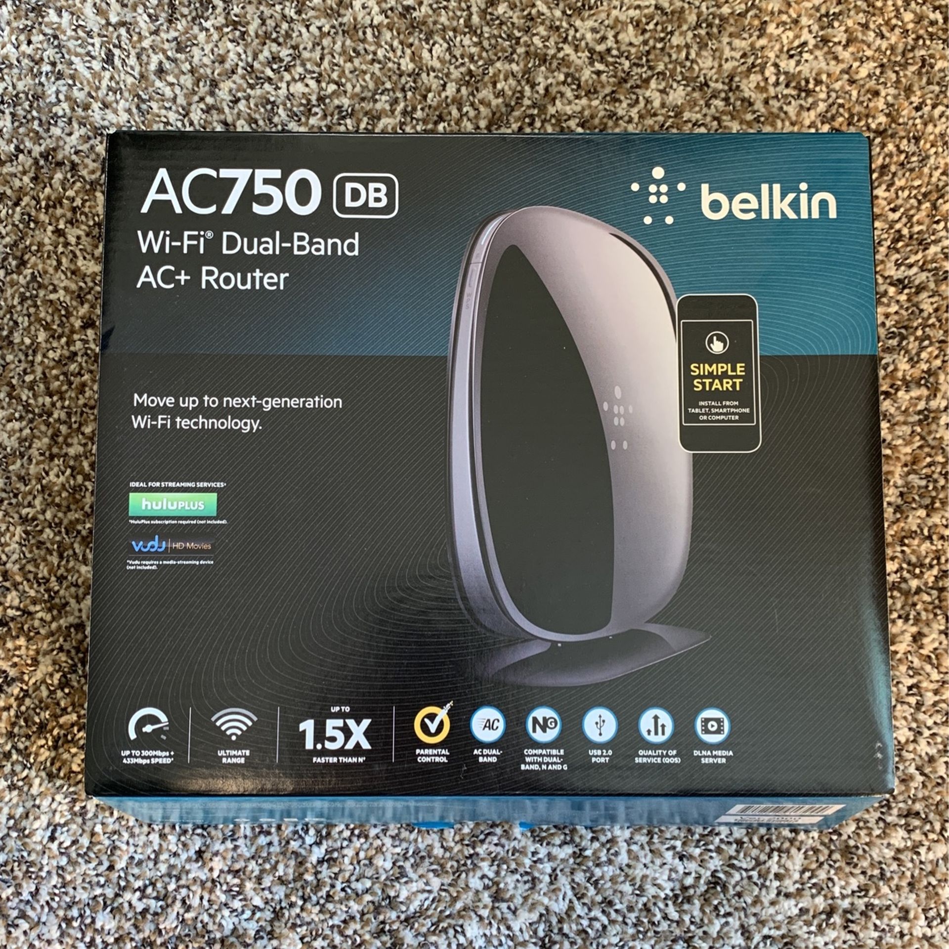 Belkin AC750 Wi-Fi Dual-Band AC+ Router (F9K1116)