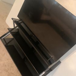 Black And Silver Glass Tv Stand 