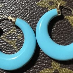 14 Turquoise Hoops Earring 