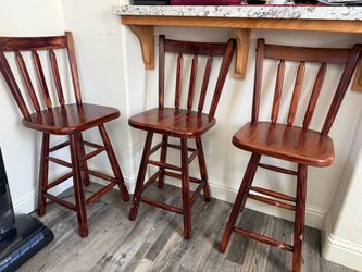 Set of 3 Wooden Counter Stools