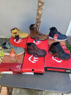 WOLVORINE Y CATERPILLAR WORKS BOOTS WATERPROOF WITH STEEL & NO STEEL TOE, SIZES 7 TO 15. PRICE'S-$85 To $120