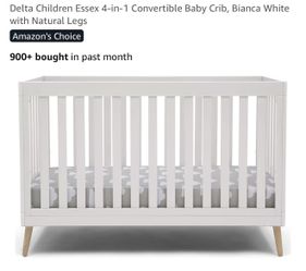 Delta White Crib With Mattress Like New