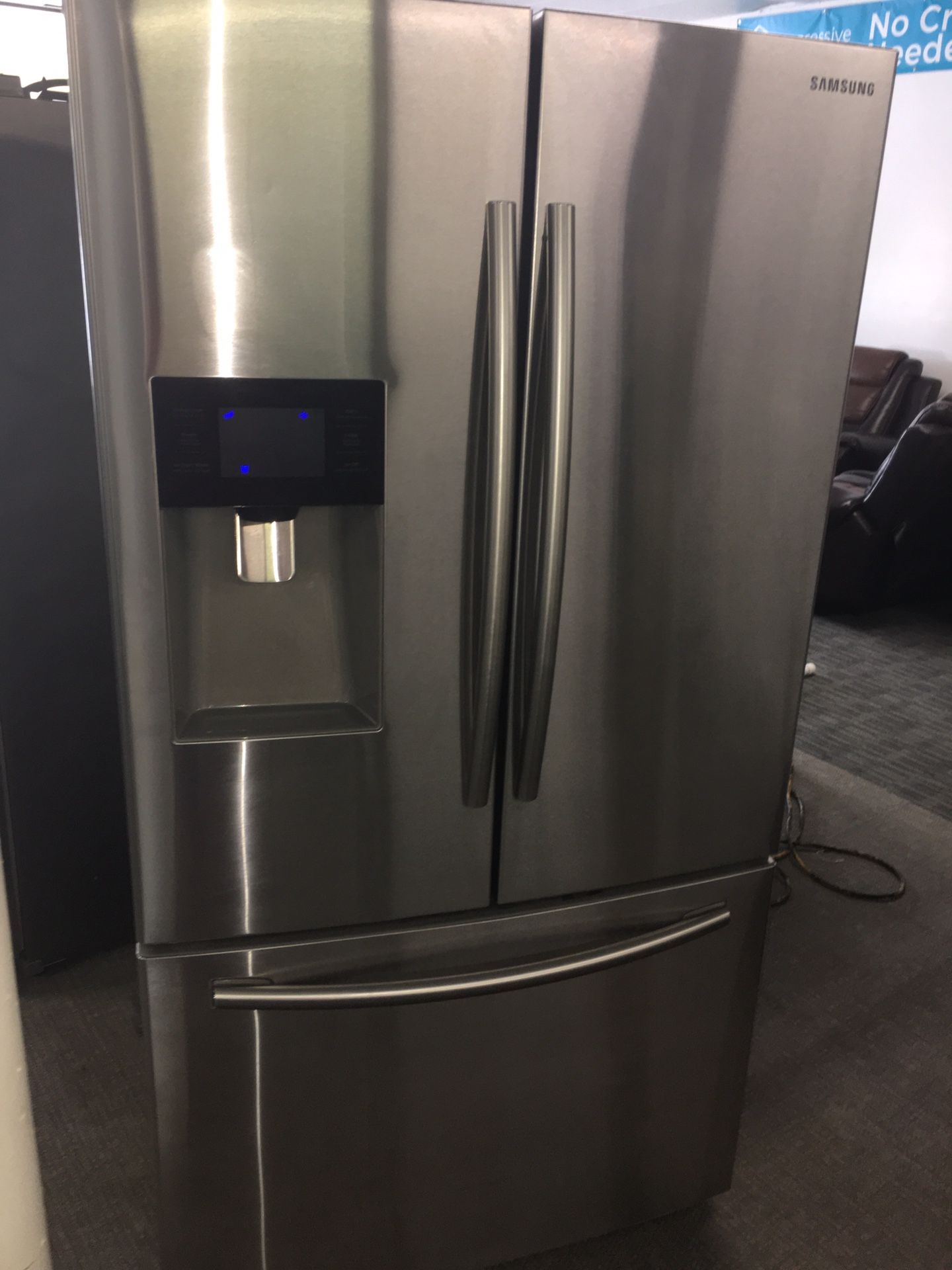 Samsung Stainless Steel French Door Refrigerador Scraches Dent With Warranty No Credit Check Just $39 Down Payment Cash Price $1,000