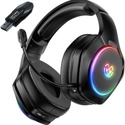 Wireless Gaming Headset for PS4, PS5, PC - 2.4GHz Gaming Headphones with Detachable Noise Canceling Microphone, 30-Hr Battery Gaming Headsets for Lapt