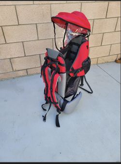 ClevrPlus Cross Country Baby Backpack Carrier, Red, Toddler Hiking Backpack with Comfortable Seat, Adjustable Straps & Belt, Foldable Frame Lightweigh