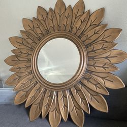 Wall Mirror Large Flower Gold