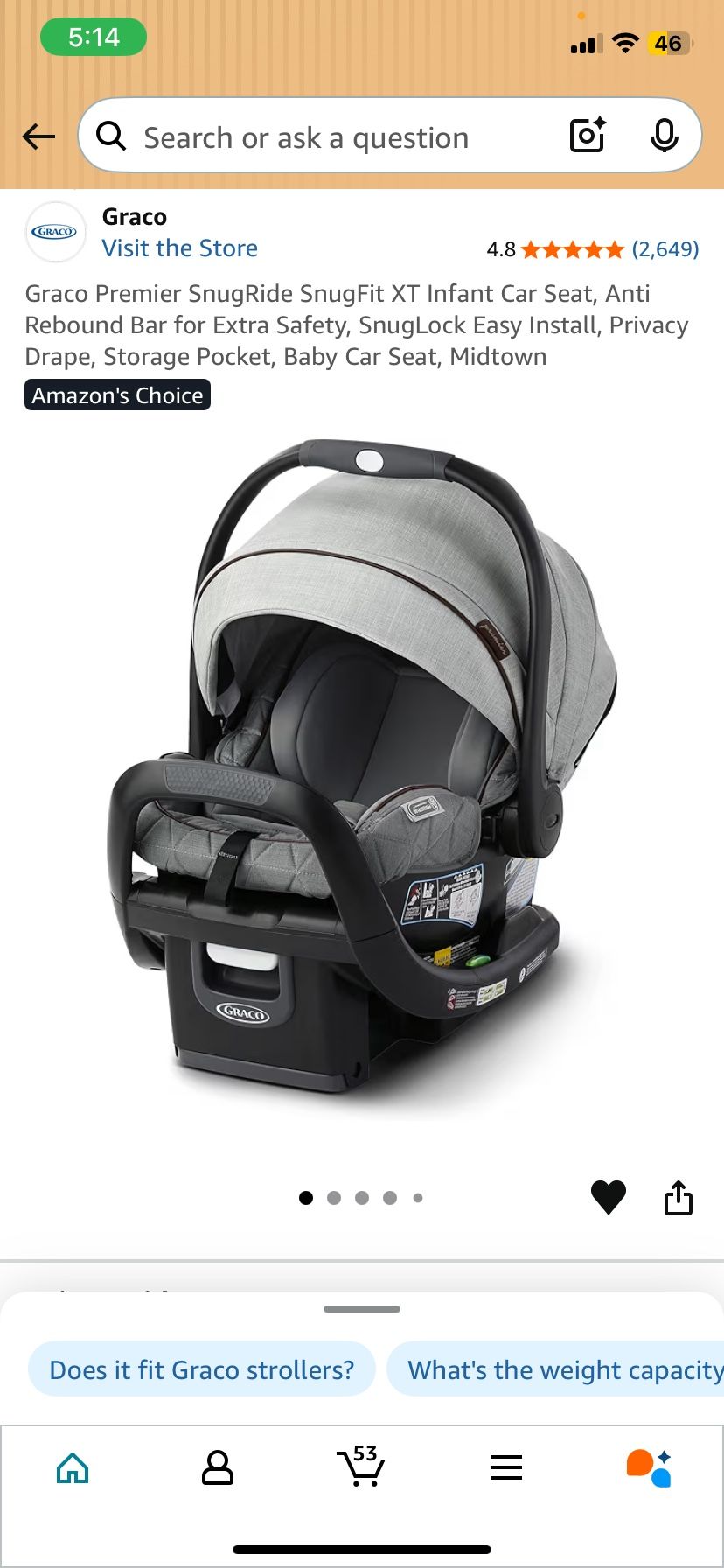 Graco Premier SnugRide SnugFit XT Infant Car Seat
