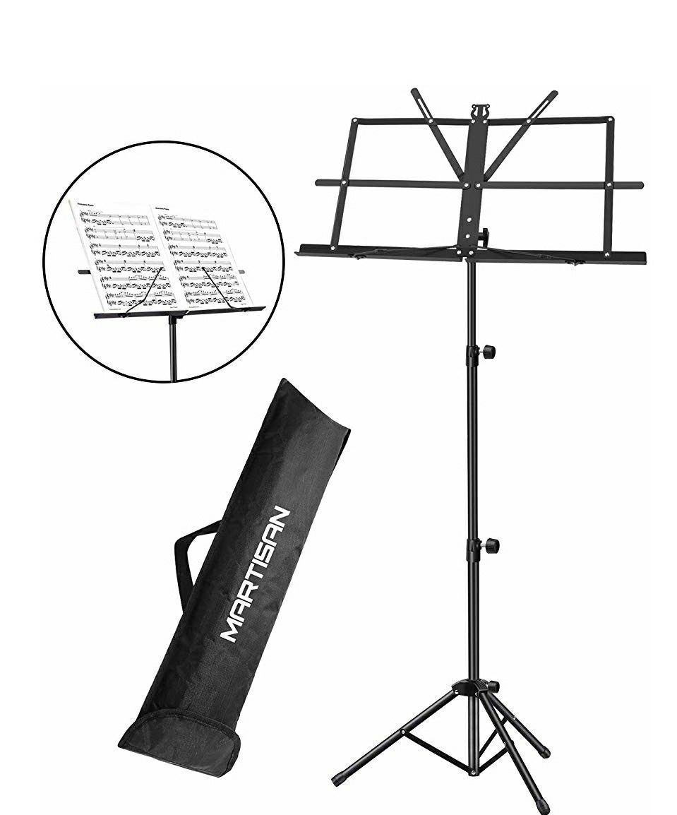 MARTISAN Sheet Music Stand Holder/Portable Folding Music Stand Super Sturdy Adjustable Height Tripod Base Metal Music Stand