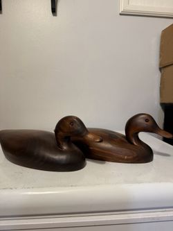 The Decoy Shop Freeport Maine Wooden Duck Decoys Pair 14.5” Decorative