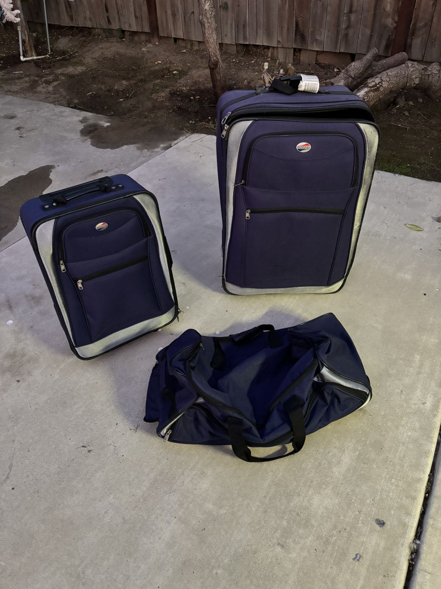 American Tourister 3-Piece Luggage Set – Rolling Suitcases + Duffel