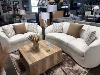 Cream Sofa and Loveseat Set! 🤍☎️✨ Easy Financing!