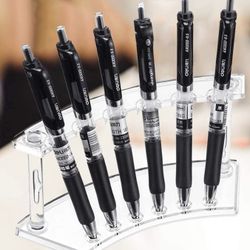 Plastic Makeup Brush Rack Organizer Pen Holder Display Stand Set of 4, 6-Slots (Clear)