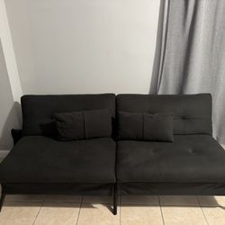 Futon Couch- Black With Pillows- Barely Used 