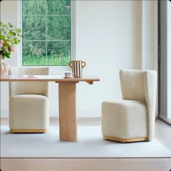 ✨ Designer Bouclé Dining Chairs with Casters – Set of 2 – Brand New ✨