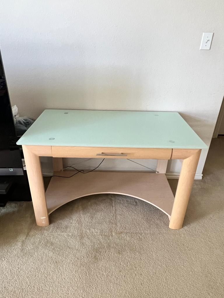 Glasstop Desk, Cabinet, Office Chair