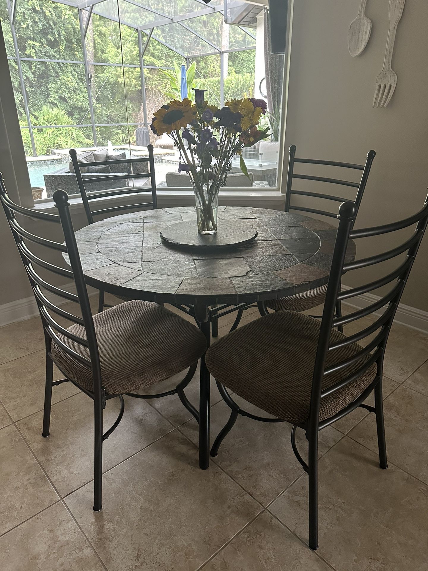 Slate/Solid Surface Kitchen Table Set