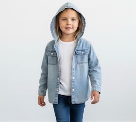 Calvin Klein Jeans Girls Size 6X Jean Shacket Snap up Front Light Wash  Hooded