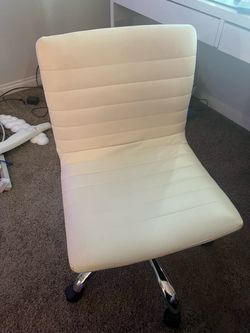 White Faux Leather Armless Office Chair