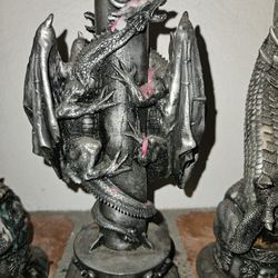 Dragon Pewter Candle Holders