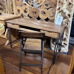 Teak and Metal Desk with Matching Chair - Cendana