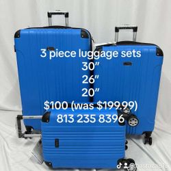 3piece luggage sets 30” 26” 20” 4 double wheels 🛞 tsa lock 🔒 aluminum trolly 🚨 