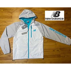 New Balance Wind & Water Resistant Jacket teal/white gray Men’s Sz M New!