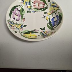 Antique Ceramic Hand Painted Serving Bowl