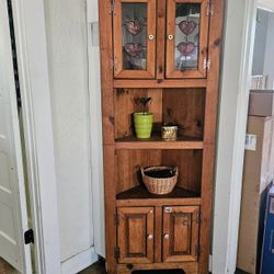 Vintage Corner Hutch Shelf Cabinet