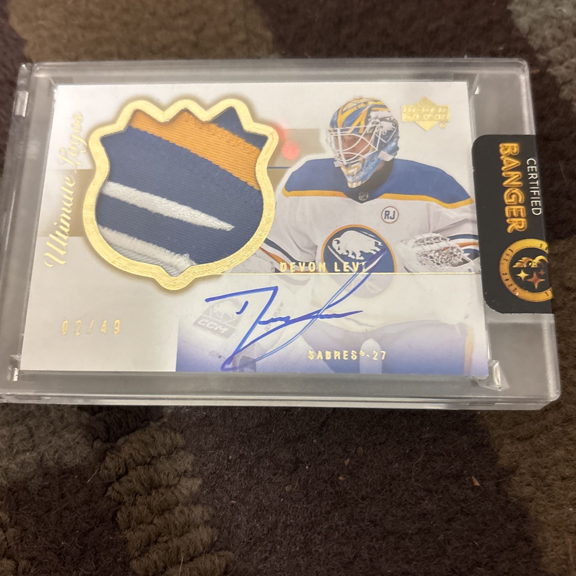 Devon Levi Signature With Game Worn Patch Upper Deck 2/49