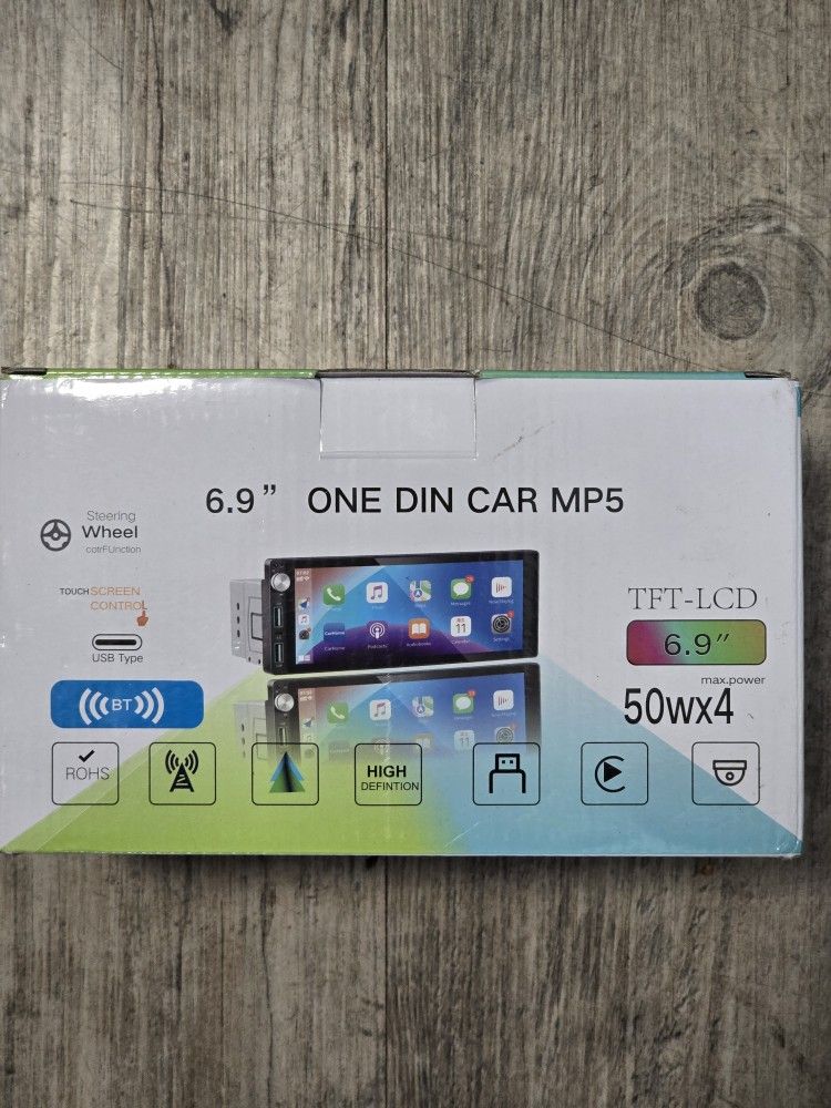 6.9" ONE DIN CAR MP5 With carplay & Android Auto