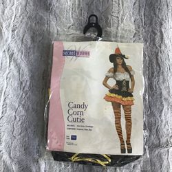 NWT  Secret Wishes Halloween Candy Corn Cuttie Bodysuit  3  Pieces Soft Silk Size S