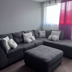 2-Piece Polyester L-Shaped Sectional Sofa