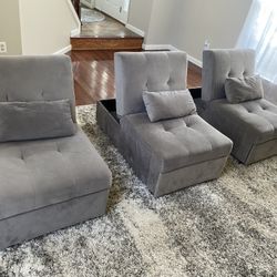 (3) Chairs Recline Turn To Bed As Well