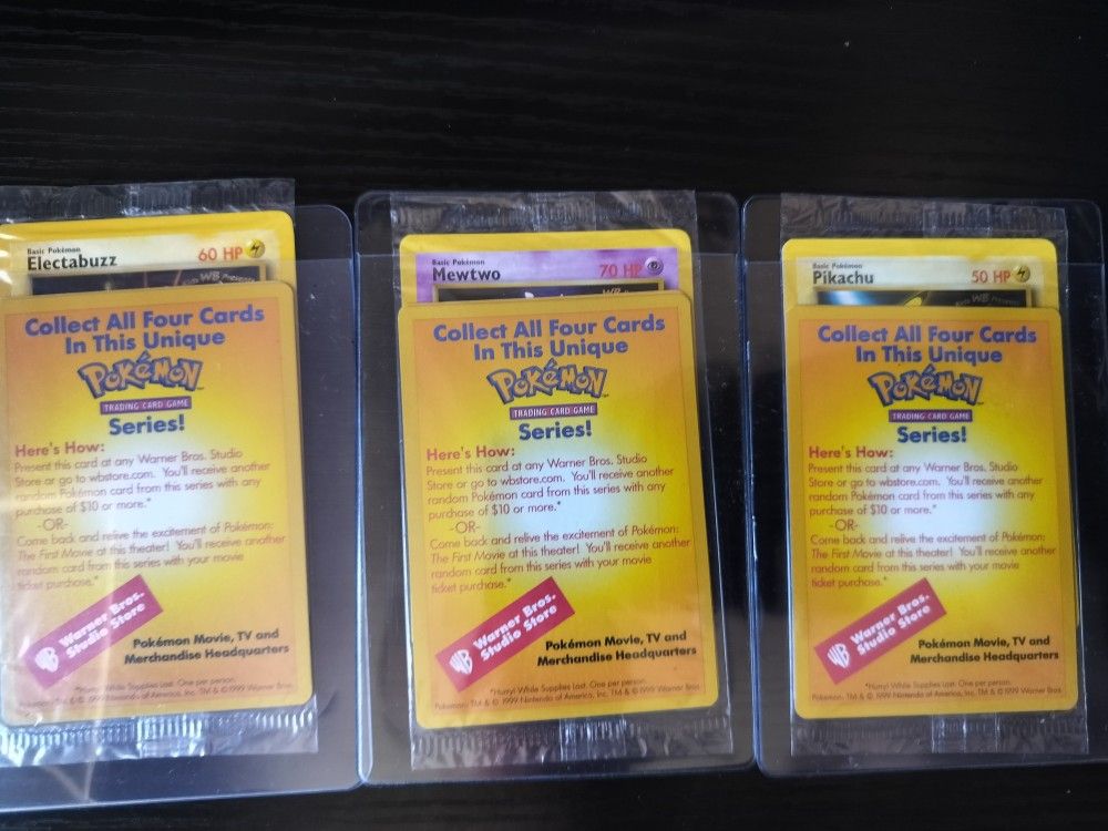 Pokemon WOTC WB Stamp Electabuzz, Pikachu & Mewtwo Promo