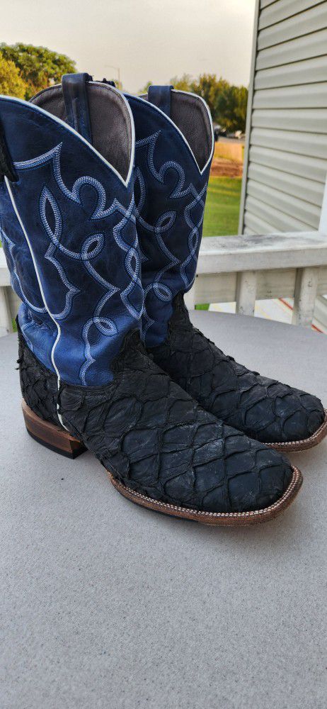 Black Fish Skin Boots/Botas Vaqueras de Pescado(Pirarucu)