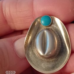 Vtg.Silver Plated Turquoise Stone Cowboy Hat Pin