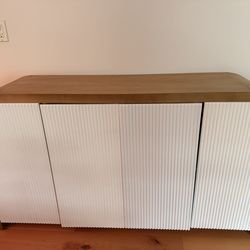 Amposei Modern Curved Sideboard Cabinet 59.8-Inch Entryway Console Table Accent Storage Cabinet with