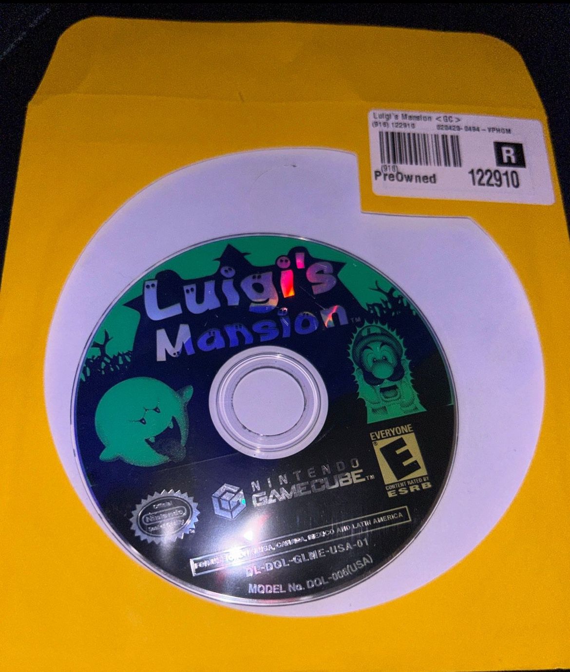 Luigis Mansion Gamecube disk only
