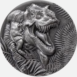 2025 Liberia 20 Dollar Coin • Jurassic Life T-Rex Ultra High Relief Antiqued • 2 oz Pure Silver (.999 Fine) • Very Limited Mintage #041/099