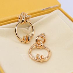 Fendi Oval Small Logo Gold Earrings Womens