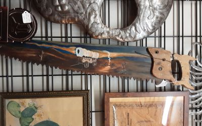 Hand Painted Saw- Western- Located in Shelton
